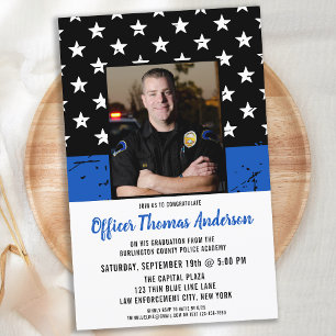 Papier Budget Léger Ligne Bleue Photo Diplôme de police