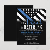 Papier Budget Léger Ligne Bleue Police Retraite Invitatio (Devant / Derrière)