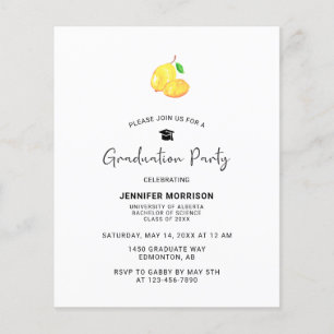 Papier Budget Lemon Graduation Party Élégant Simple
