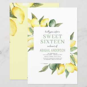 Papier Budget Lemon Sweet sixteen Invitation d'anniversai