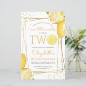 Papier Budget Lemon Watercolor 2e anniversaire Invitation (Debout devant)