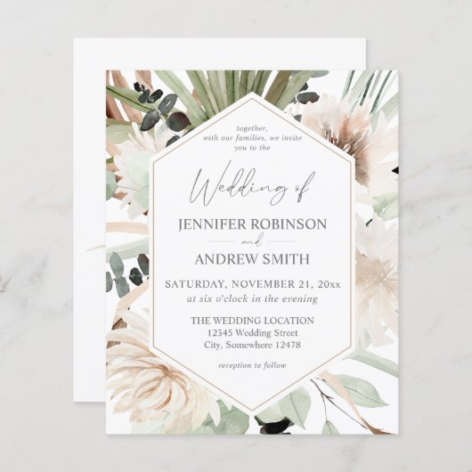 Papier Budget LG Texte Boho Eucalyptus Palm Mariage Flora (Devant / Derrière)