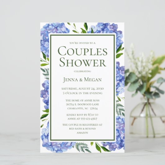 Papier Budget LGBTQ Blue Hydrangeas Couples Douche (Debout devant)