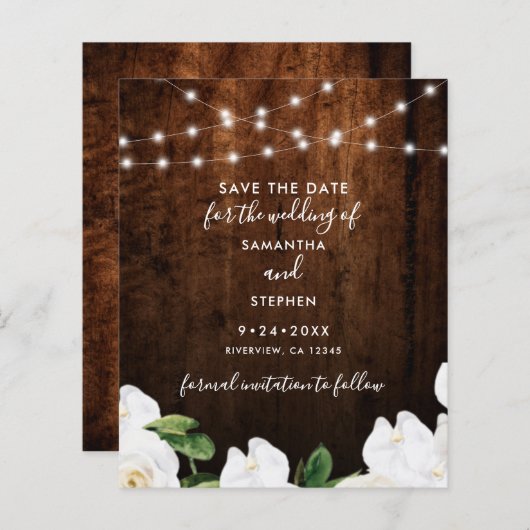 Papier Budget Lights Rustic Wood Wedding Enregistrer La D (Devant / Derrière)