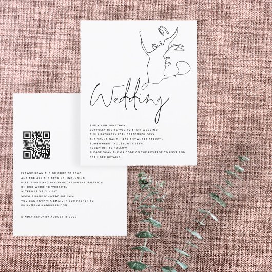 Papier BUDGET Ligne d'art visages noir et blanc Code QR M