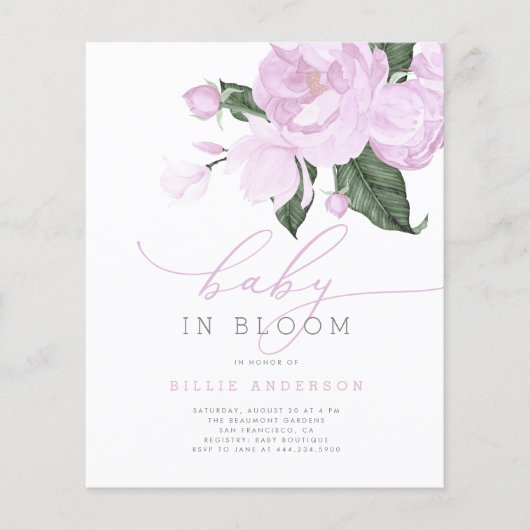Papier Budget Lilac Baby in Bloom Shower Invitation (Devant)