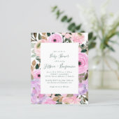 Papier Budget Lilac rose Baby shower à rayures florales (Debout devant)
