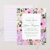 Papier Budget Lilac Rose Floral Frappe Couples Douche (Devant / Derrière)