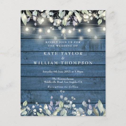 Papier Budget Lilac Rustic String Lumières Mariage Invita (Devant)