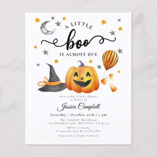 Papier Budget Little Boo Halloween Citrouille Baby shower (Devant)