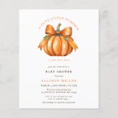 Papier Budget Little citrouille automne baby shower invit (Devant)
