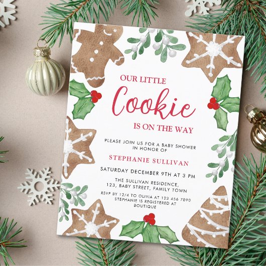 Papier Budget Little Cookie Baby shower de Noël Invitatio