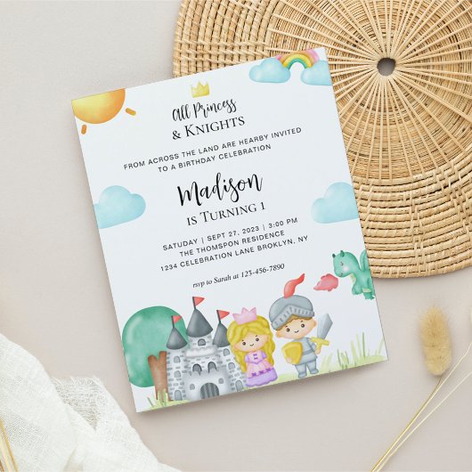 Papier BUDGET Little Knight Princess Castle Anniversaire