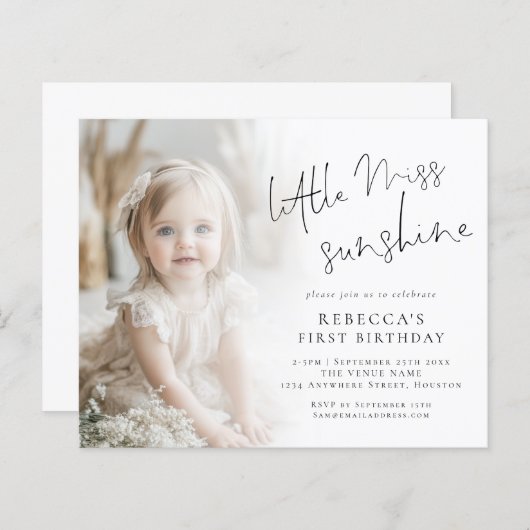 Papier Budget Little Miss Sunshine Photo 1er anniversaire (Devant / Derrière)