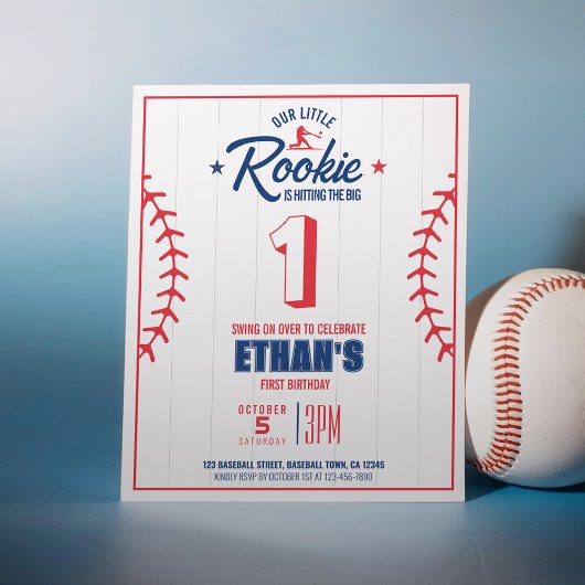 Papier Budget Little Rookie Baseball Invitation Anniversa