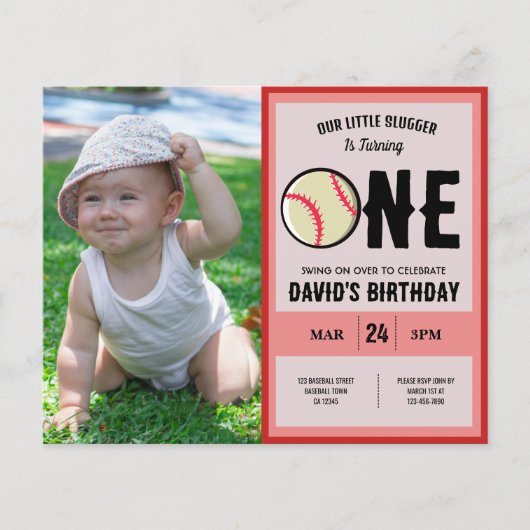 Papier Budget Little Slugger Baseball Photo 1er anniversa (Devant)