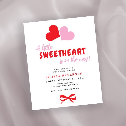 Papier Budget little sweetheart baby shower invitation