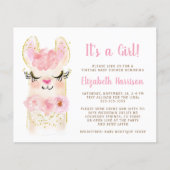Papier Budget Llama Baby Girl Virtual Shower Invitation (Devant)