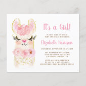 Papier Budget Llama rose Baby Girl Sprinkle Invitation (Devant)