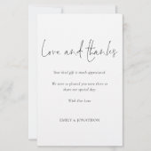 Papier Budget Love and Thanks Script Mariage photo (Devant)