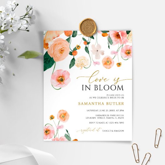 Papier Budget Love est dans Bloom Bridal Shower Invitatio