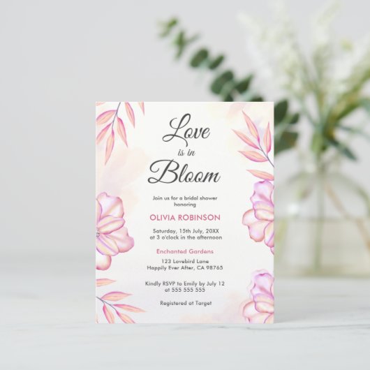 Papier Budget Love est dans Bloom Bridal Shower Invitatio (Debout devant)