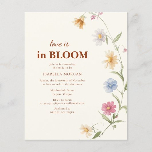 Papier Budget Love est dans la Fête des mariées Fleur en  (Devant)