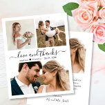 Papier Budget Love et Merci Collage Mariage Merci<br><div class="desc">Budget, Moderne, Élégant Amour et Merci Script 3 Photo Collage Mariage Merci personnalisé abordable carte mince à petit budget. Un élégant mariage vous remercie modèle avec 3 photo sur le devant et 1 photo sur le côté arrière. ***VEUILLEZ NOTER! *** LE DOCUMENT BUDGÉTAIRE/VOL EST EN PAPIER MINCE. *** METTRE À...</div>