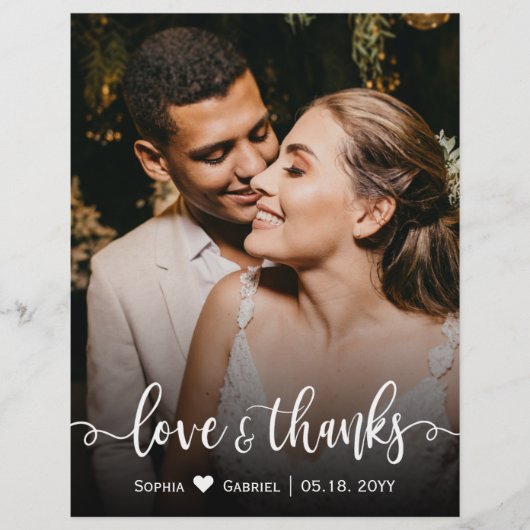 Papier Budget Love et Merci Mariage Photo Merci (Devant)