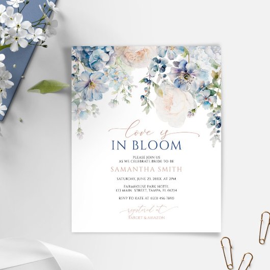 Papier Budget Love in Bloom Blue Shower Invitation