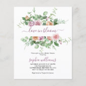 Papier Budget Love in Bloom Purple Rose Shower Invitation (Devant)