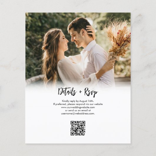 Papier BUDGET Lovely Heart Script Photo QR Code Mariage (Dos)