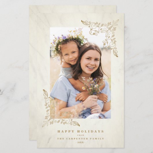 Papier Budget Luxe dentelle fleurie Chic Golden Noël (Devant / Derrière)