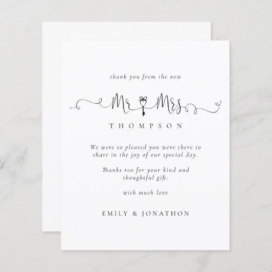 Papier Budget M. Mme Key Script Mariage Merci (Devant / Derrière)