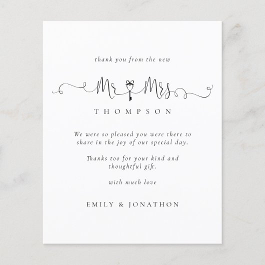 Papier Budget M. Mme Key Script Mariage Merci (Devant)