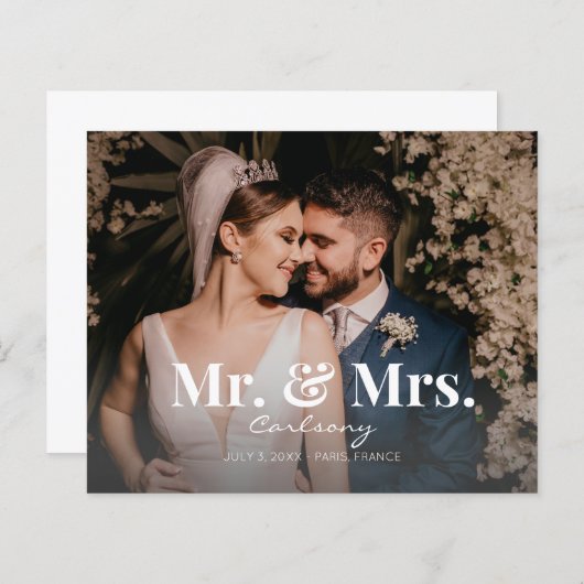 Papier Budget M. & Mme Mariage photo Faire-part (Devant / Derrière)