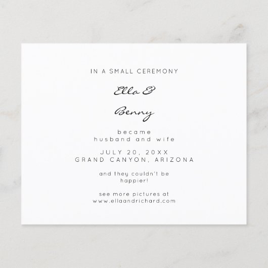 Papier Budget M. & Mme Mariage photo Faire-part (Dos)