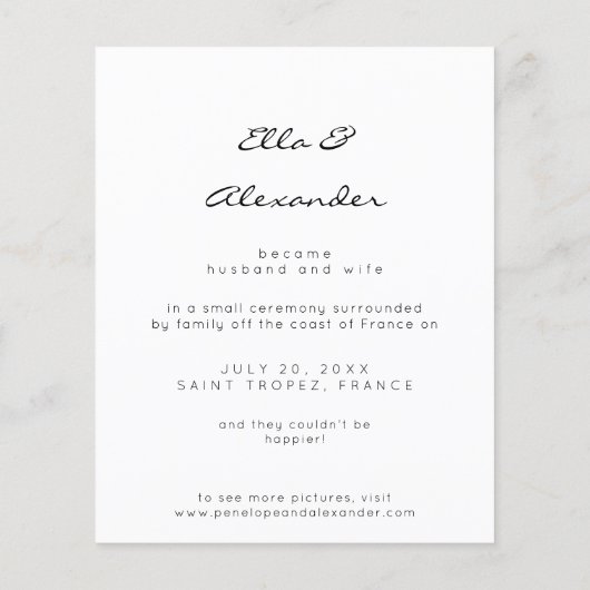 Papier Budget M. & Mme Vertical Mariage Faire-part (Dos)