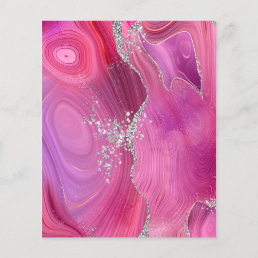 Papier Budget Magenta Argent Agate Faire-part de mariage (Dos)