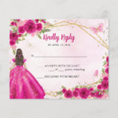 Papier Budget Magenta Pink Glam or Floral Princesse RSVP (Devant)
