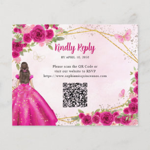 Papier Budget Magenta Rose or Floral Princesse QR RSVP