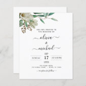 Papier Budget Magnolia Eucalyptus Faire-part de mariage (Devant / Derrière)