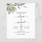 Papier Budget Magnolia Eucalyptus Faire-part de mariage (Devant)