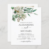 Papier Budget Magnolia Eucalyptus Photo Mariage élégant (Devant / Derrière)