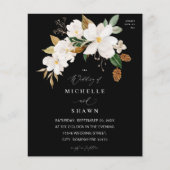 Papier Budget Magnolia Mariage Floral blanc - Noir (Devant)