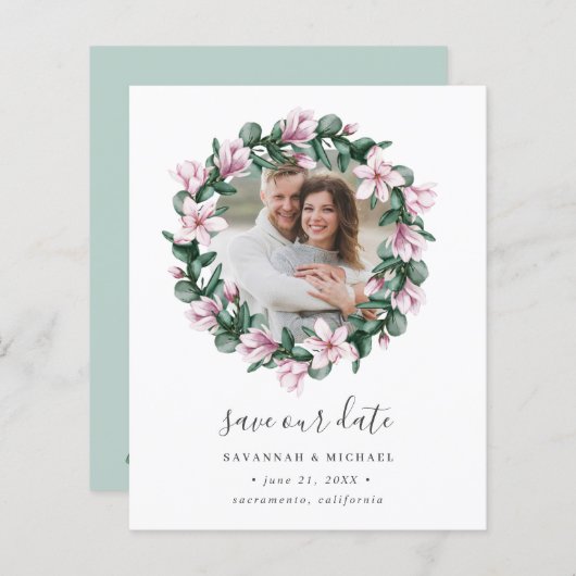 Papier BUDGET Magnolia Wreath Photo mariage enregistrer l (Devant / Derrière)
