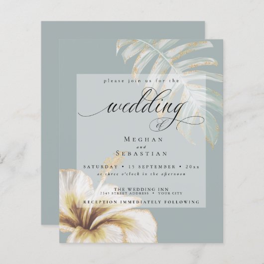 Papier Budget Mais Beau Hibiscus Jaune Or Mariage Or (Devant / Derrière)