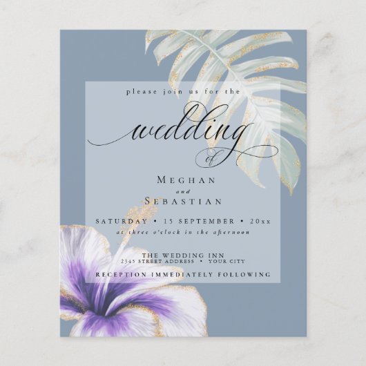 Papier Budget Mais Beau Mariage Violet Hibiscus (Devant)