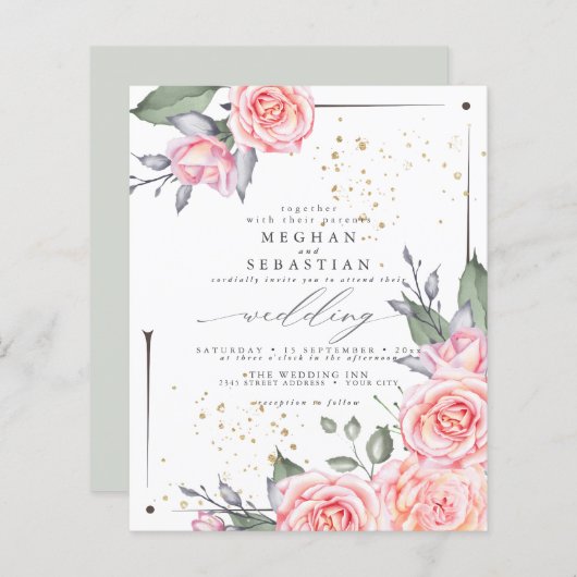 Papier Budget Mais Beau Rustique Roses de chalet (Devant / Derrière)