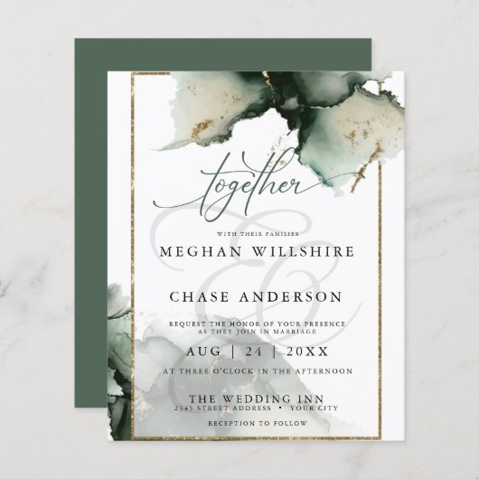 Papier Budget Mais Belle Abstraite Sage Vert (Devant / Derrière)